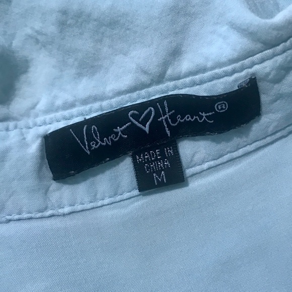 Velvet Heart Women’s Medium Blue Button Front Tunic Top Roll Tab Sleeves - Picture 10 of 16